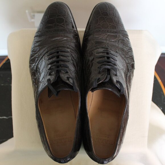 Bally Scribe genuine Alligator Men's dark brown lace ups US size 10 Switzerland - Picture 6 of 10